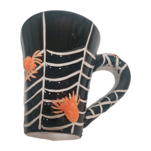 Lillian Vernon Spider Web Halloween Mugs 12 Oz Black And Orange Witch Potion - Picture 4 of 12